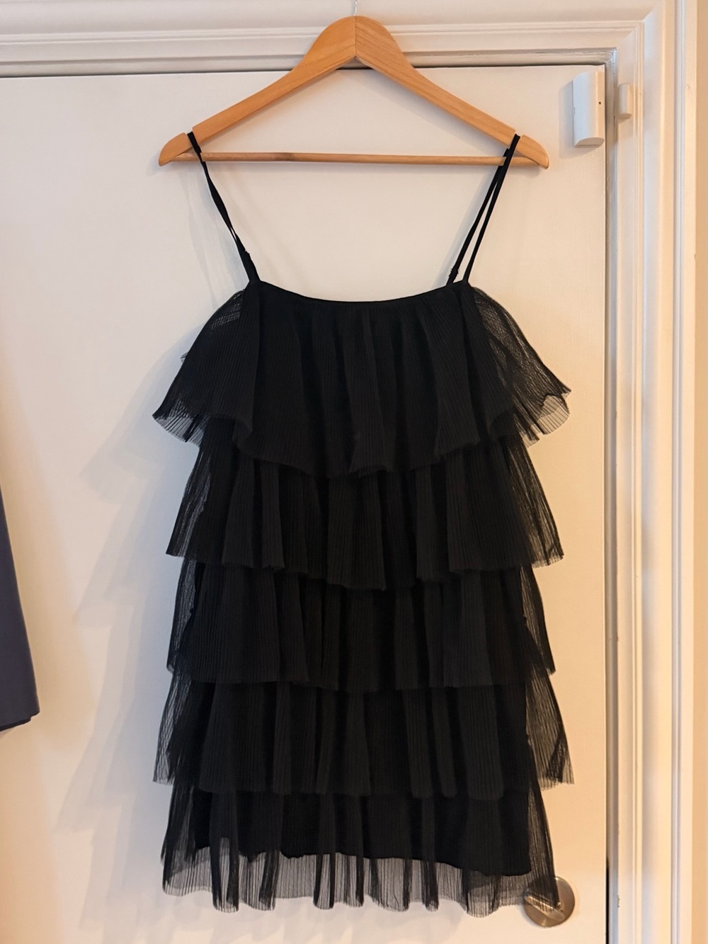 En Saison Black Tiered Ruffle Mini Dress